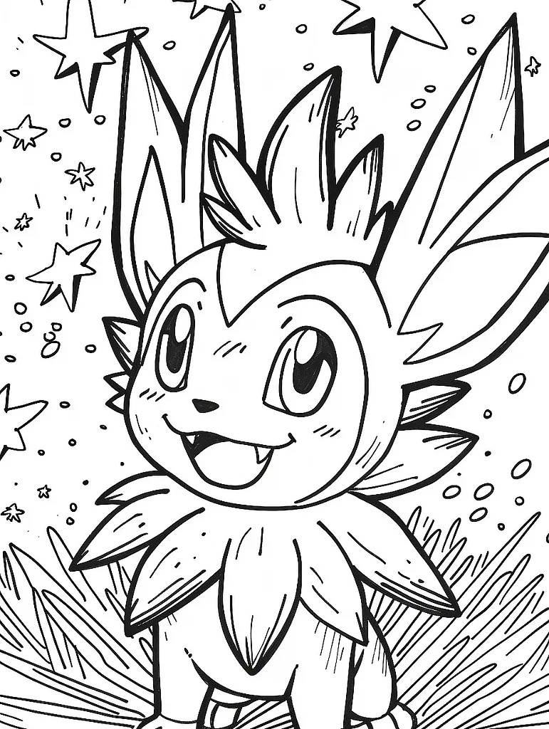 Volbeat Pokemon Coloring Page with Starry Night Background 2