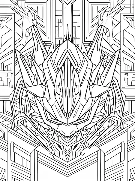 Ceruledge Pokemon Coloring Page with Futuristic Cityscape - 1