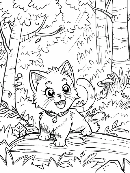 Meowscarada Pokemon in Forest Coloring Page - 0