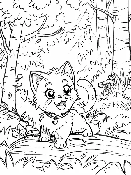 Meowscarada Pokemon in Forest Coloring Page