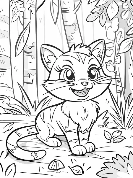 Meowscarada Pokemon in Forest Coloring Page - 2