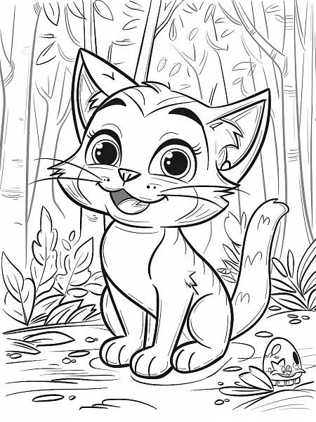 Meowscarada Pokemon in Forest Coloring Page - 1