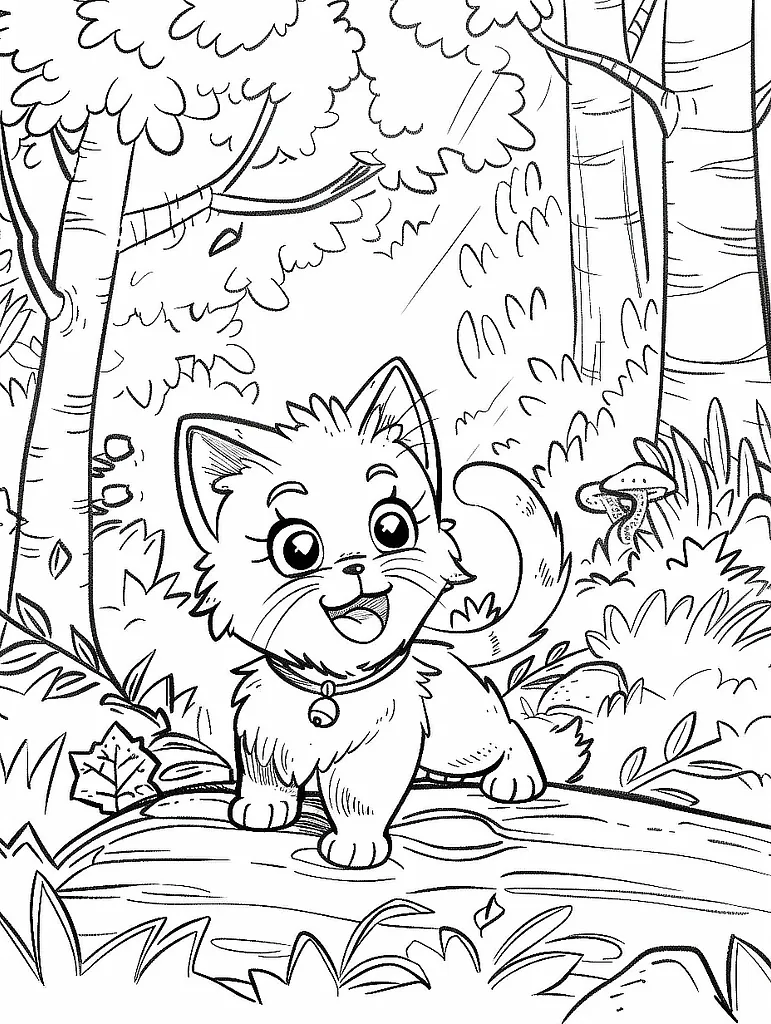 Meowscarada Pokemon in Forest Coloring Page