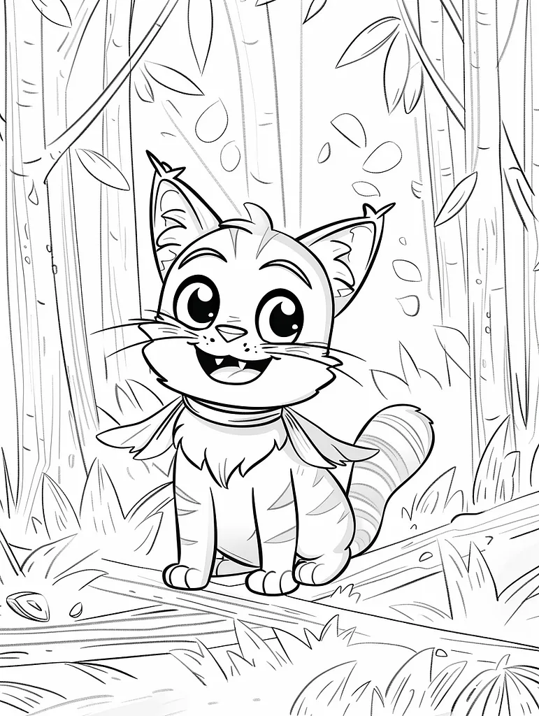 Meowscarada Pokemon in Forest Coloring Page 4