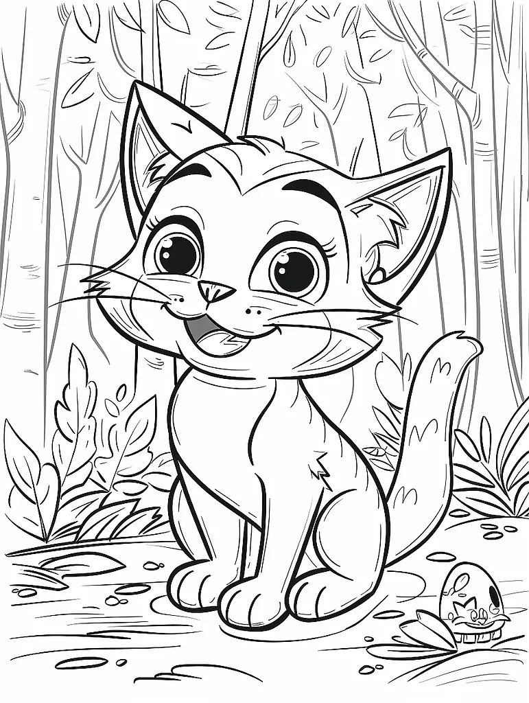 Meowscarada Pokemon in Forest Coloring Page 2