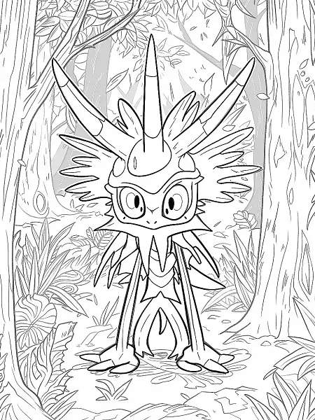 Zygarde Pokemon Coloring Page - Forest Adventure - 0