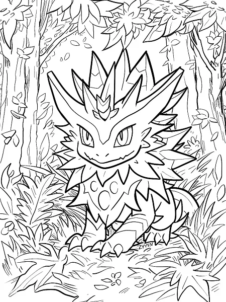 Zygarde Pokemon Coloring Page - Forest Adventure - 1