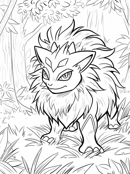 Zygarde Pokemon Coloring Page - Forest Adventure - 3