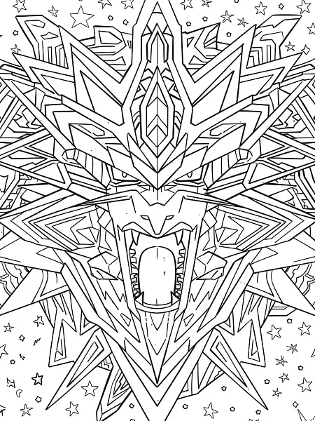 Eternatus Pokemon Coloring Page - Cosmic Stars Background - 3