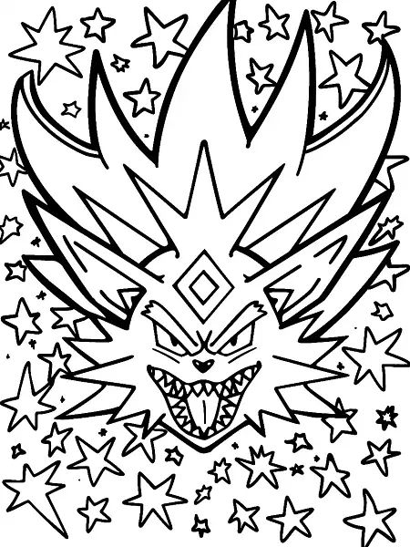 Eternatus Pokemon Coloring Page - Cosmic Stars Background - 0